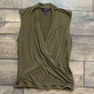 Banana Republic Khaki Sleeveless Wrap Blouse